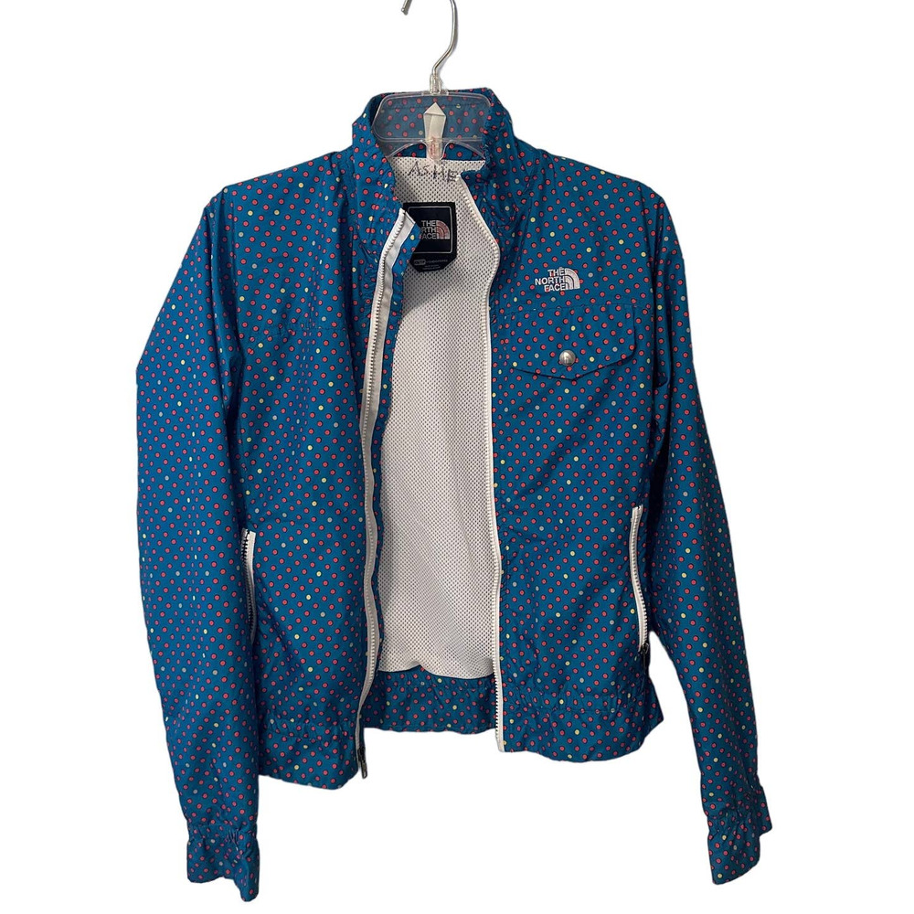 The North Face Polka Dot Blue Rain Jacket Coat Size XS